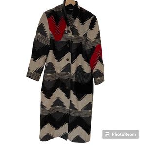Vintage Wool Southwestern Long Line Winter Trench Coat CanvasBacks Art